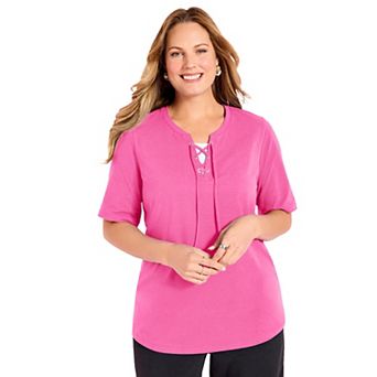 Catherines Women's Plus Size Suprema Lace-Up Tee