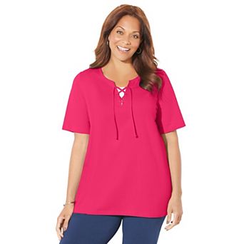Catherines Women's Plus Size Suprema Lace-Up Tee