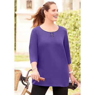 Catherines Women's Plus Size Suprema Studio Double-Ring Tee