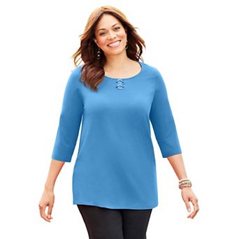 Catherines Women's Plus Size Suprema Studio Double-Ring Tee
