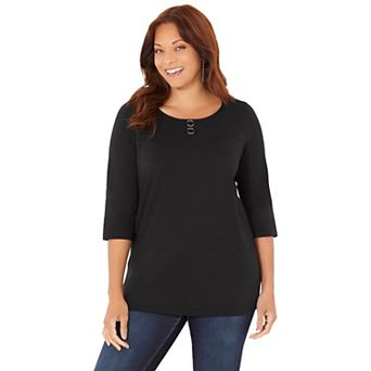 Catherines Women's Plus Size Suprema Studio Double-ring Tee