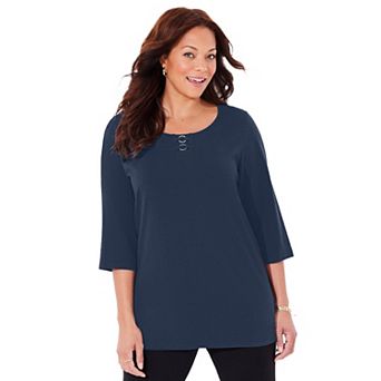 Catherines Women's Plus Size Suprema Studio Double-ring Tee