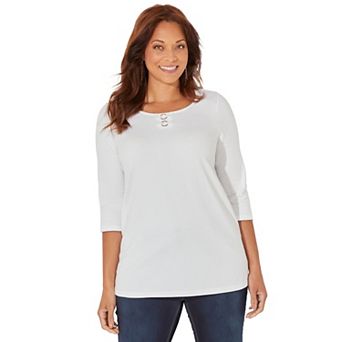 Catherines Women's Plus Size Suprema Studio Double-Ring Tee