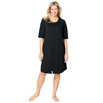 Dreams & Co. Plus Size Short French Terry Zip-Front Robe