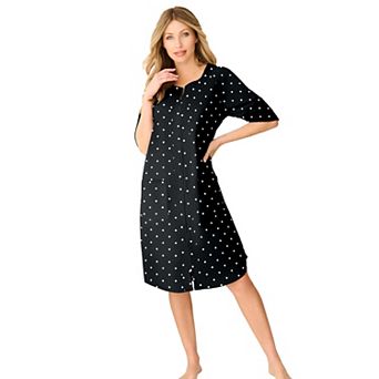 Dreams & Co. Plus Size Short French Terry Zip-Front Robe