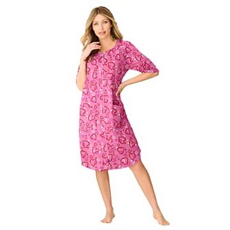 Dreams & Co. Plus Size Short French Terry Zip-Front Robe