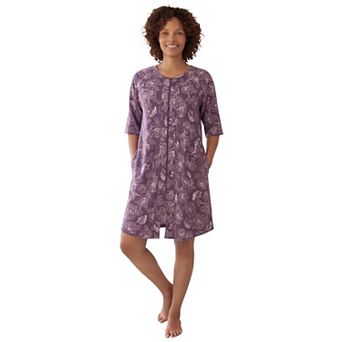 Dreams & Co. Plus Size Short French Terry Zip-Front Robe