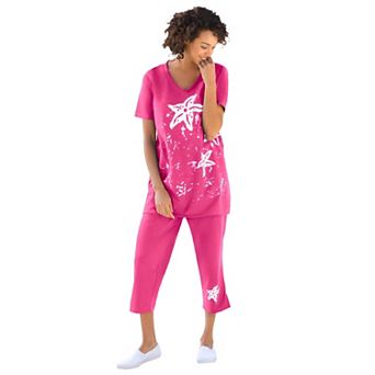Woman Within Plus Size Starfish Tee And Capri Set