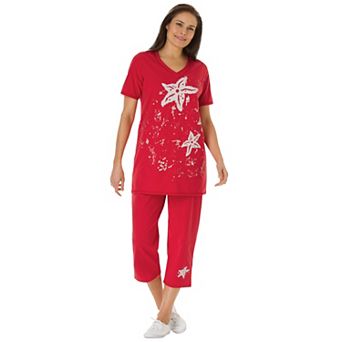 Woman Within Plus Size Starfish Tee And Capri Set