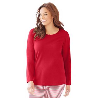 Dreams & Co. Plus Size Satin Trim Sleep Tee