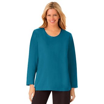 Dreams & Co. Plus Size Satin Trim Sleep Tee