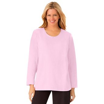 Dreams & Co. Plus Size Satin Trim Sleep Tee