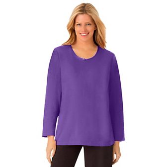 Dreams & Co. Plus Size Satin Trim Sleep Tee