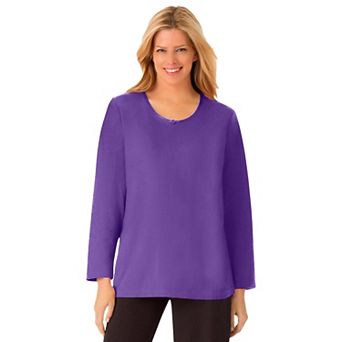 Dreams & Co. Plus Size Satin Trim Sleep Tee