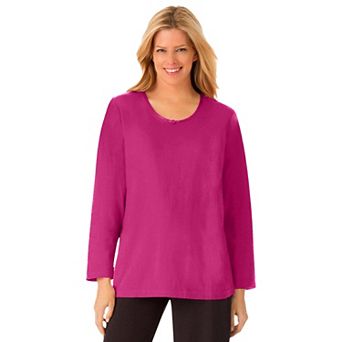 Dreams & Co. Plus Size Satin Trim Sleep Tee