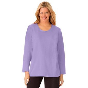 Dreams & Co. Plus Size Satin Trim Sleep Tee