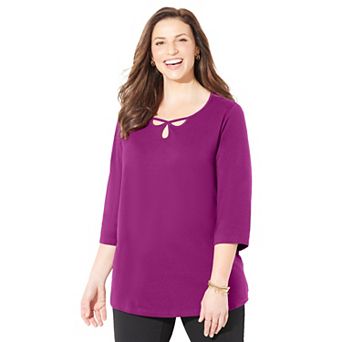 Catherines Women's Plus Size Suprema Triple Keyhole Tee