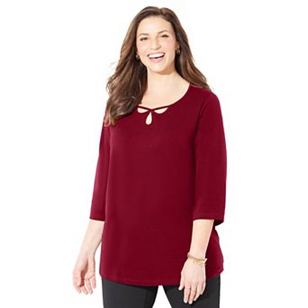 Catherines Women's Plus Size Suprema Triple Keyhole Tee