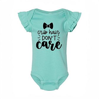 Crib Hair Don't Care Baby Flutter Sleeve Bodysuit