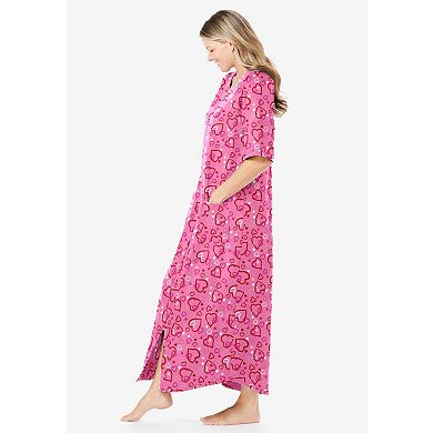 Dreams & Co. Plus Size Petite Long French Terry Zip-Front Robe