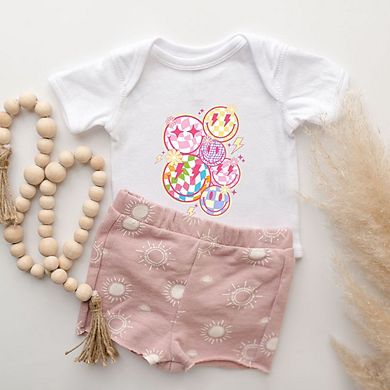 Colorful Checkered Smiley Face Baby Bodysuit