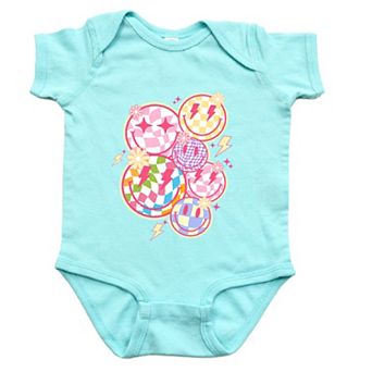 Colorful Checkered Smiley Face Baby Bodysuit