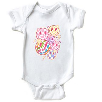 Colorful Checkered Smiley Face Baby Bodysuit