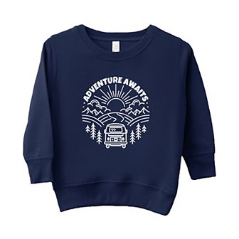 Adventure Awaits Landscape Circle With Van Toddler Graphic Sweatshirt