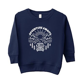 Adventure Awaits Landscape Circle With Van Toddler Graphic Sweatshirt