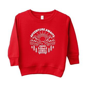 Adventure Awaits Landscape Circle With Van Toddler Graphic Sweatshirt