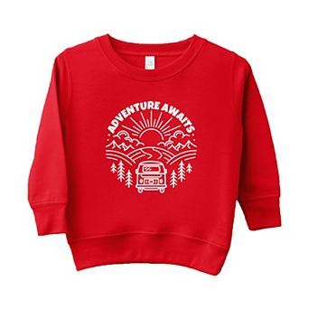 Adventure Awaits Landscape Circle With Van Toddler Graphic Sweatshirt