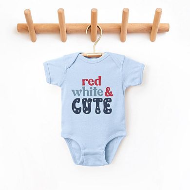 Red White And Cute Stars Baby Bodysuit