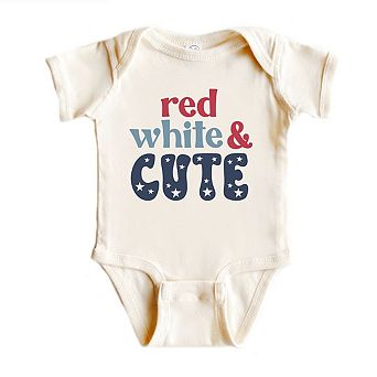 Red White And Cute Stars Baby Bodysuit
