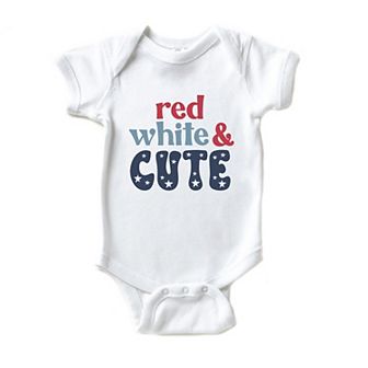 Red White And Cute Stars Baby Bodysuit