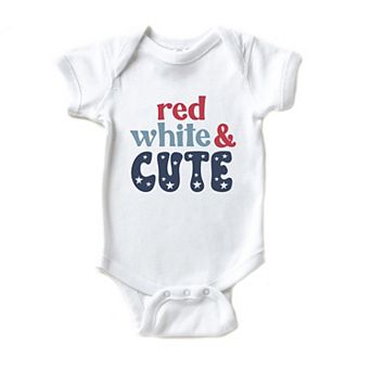 Red White And Cute Stars Baby Bodysuit
