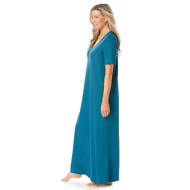 Dreams & Co. Plus Size V-Neck Short Sleeve Maxi Lounger