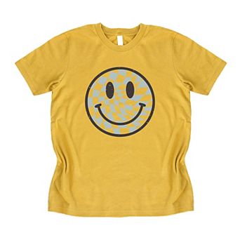 Checker Board Smiley Face Youth Short Sleeve Graphic Tee