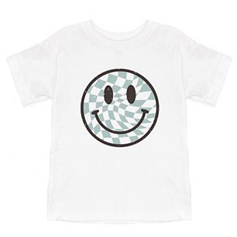 Checker Board Smiley Face Youth Short Sleeve Graphic Tee