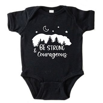 Be Strong And Courageous Bear Trees Baby Bodysuit
