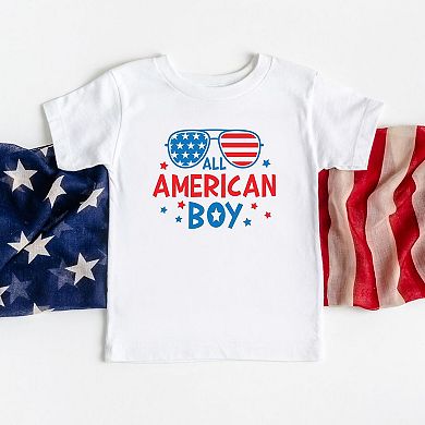 All American Boy Sunglasses Toddler Short Sleeve Graphic Tee