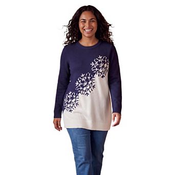 Woman Within Plus Size Holiday Snowflake Jacquard Sweater