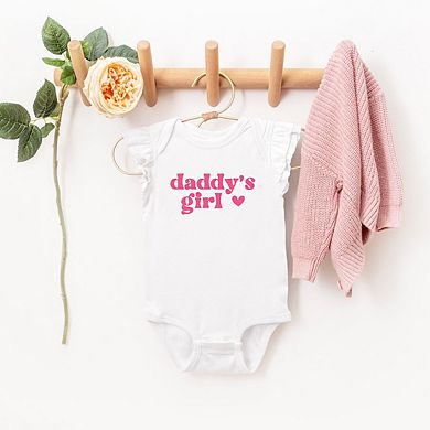 Daddy's Girl Heart Baby Flutter Sleeve Bodysuit