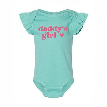 Daddy's Girl Heart Baby Flutter Sleeve Bodysuit