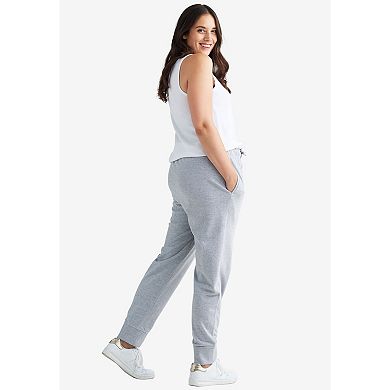 Ellos Plus Size Studio French Terry Drawstring Elastic Waistband Jogger