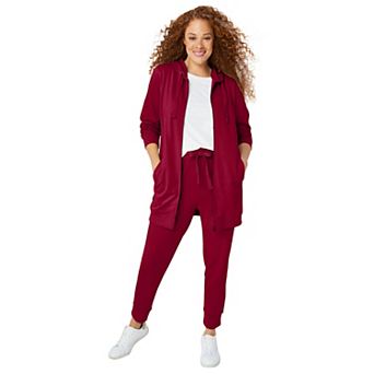 ellos Plus Size Studio French Terry Drawstring Elastic Waistband Jogger