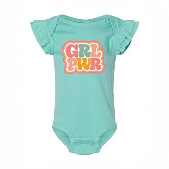 Girl Power Retro Baby Flutter Sleeve Bodysuit