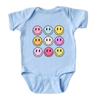 Colorful Smiley Face Distressed Baby Bodysuit