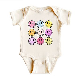 Colorful Smiley Face Distressed Baby Bodysuit