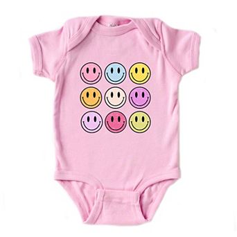 Colorful Smiley Face Distressed Baby Bodysuit