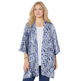 Catherines Women's Plus Size Alfresco Long Kimono